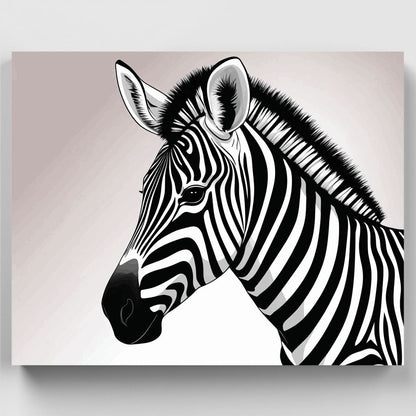 Elegant Black and White Zebra Profile - Paint by Numbers Kit