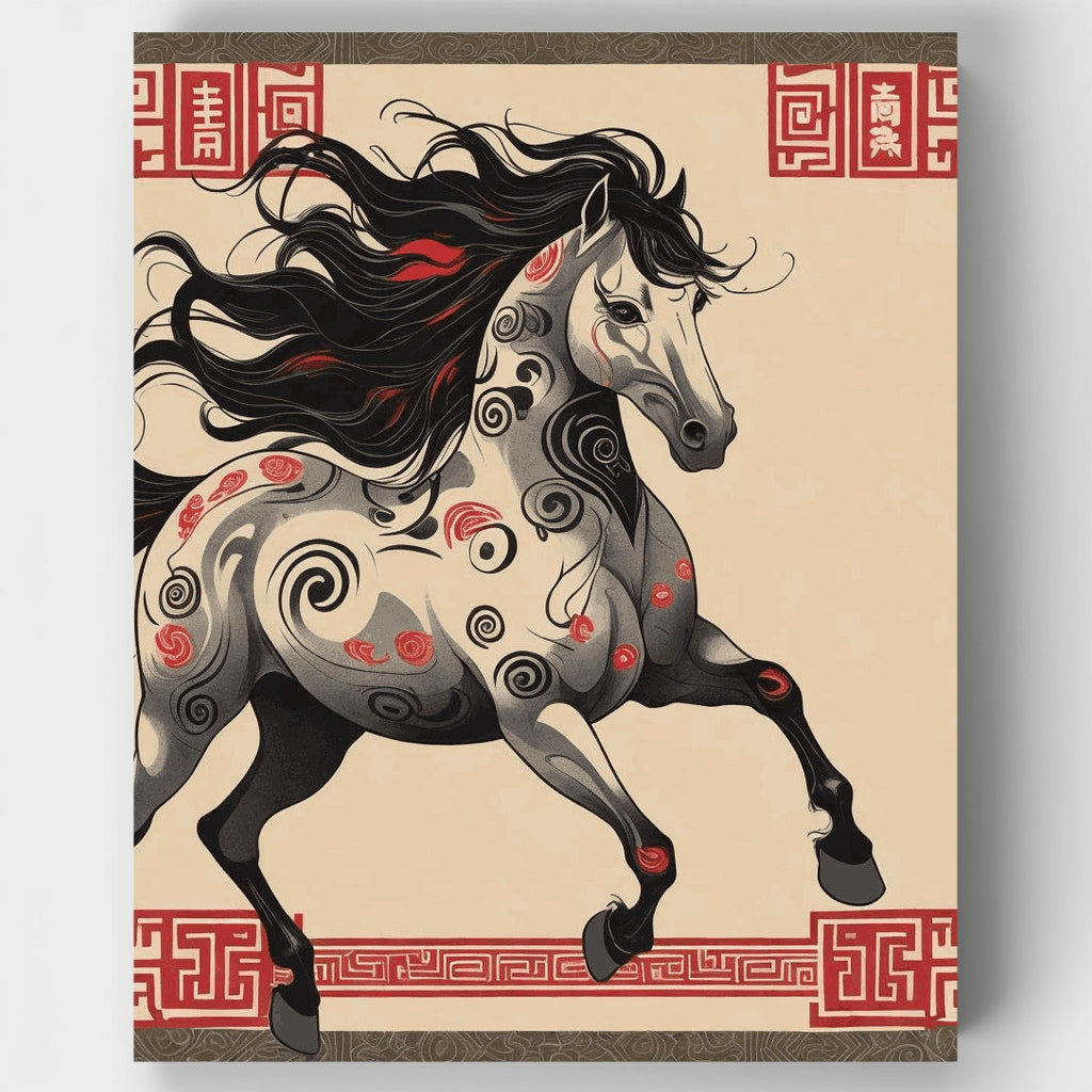 Kit de pintura por números: Caballo místico del zodiaco chino — Estándar