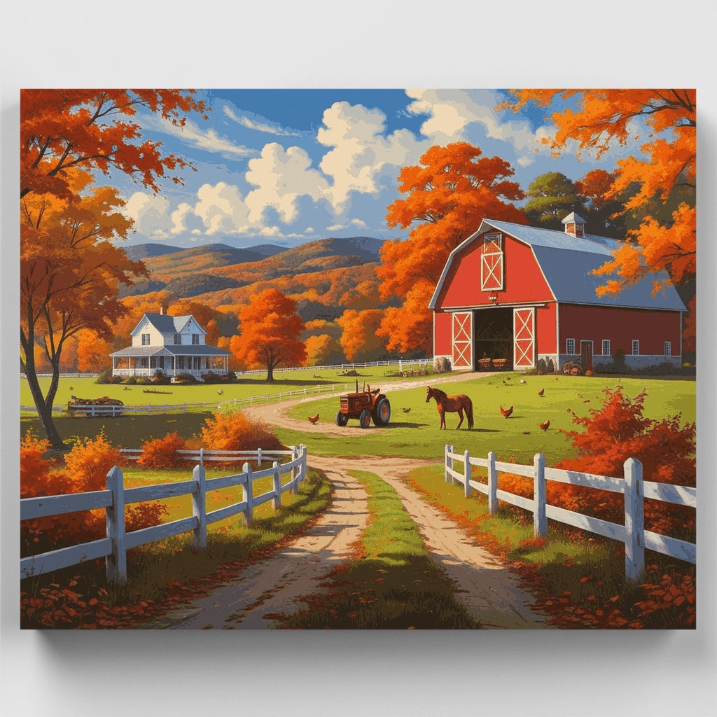 Autumn Farm Scene - Paint by Numbers Kit