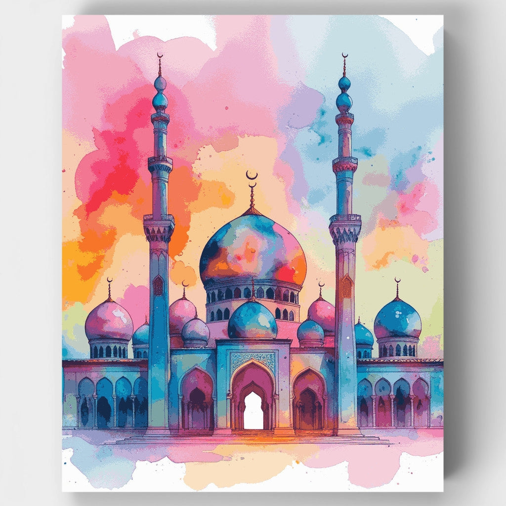 Mezquita colorida al atardecer - Kit de pintura por números — Estándar