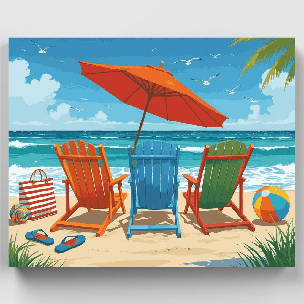Paraíso de sillas de playa - Kit de pintura por números — Estándar