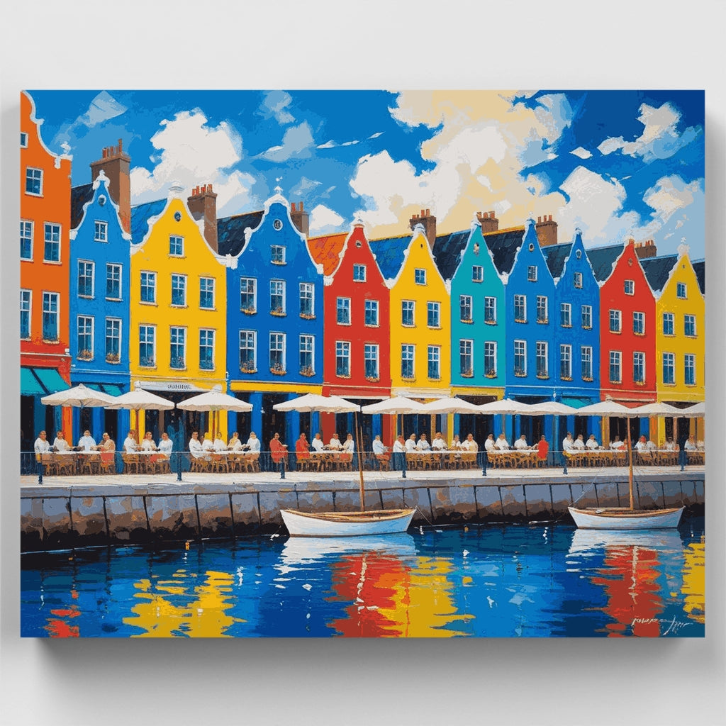 Casas coloridas del puerto - Kit de pintura por números — Estándar