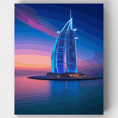 Burj Al Arab Dubai Sunset - Paint by Numbers Kit