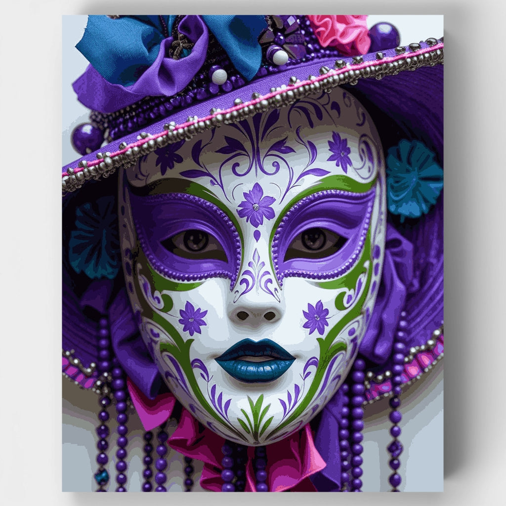Máscara de carnaval morada ornamentada - Kit de pintura por números — Estándar
