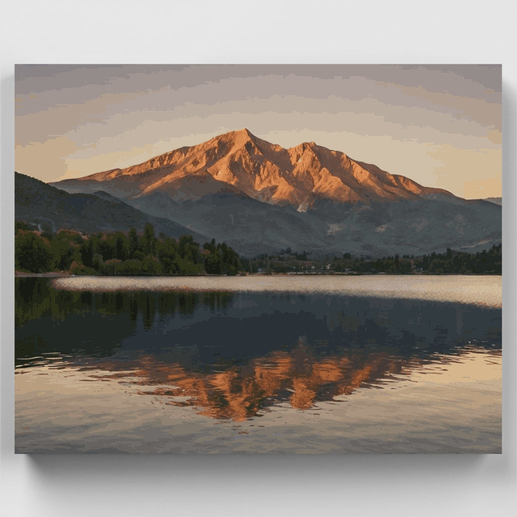 Reflejo del lago en la montaña al atardecer - Kit de pintura por números — Estándar