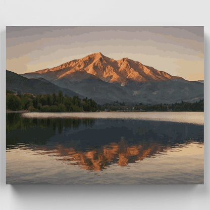 Mountain Lake Reflection at Sunset - Paint by Numbers Kit