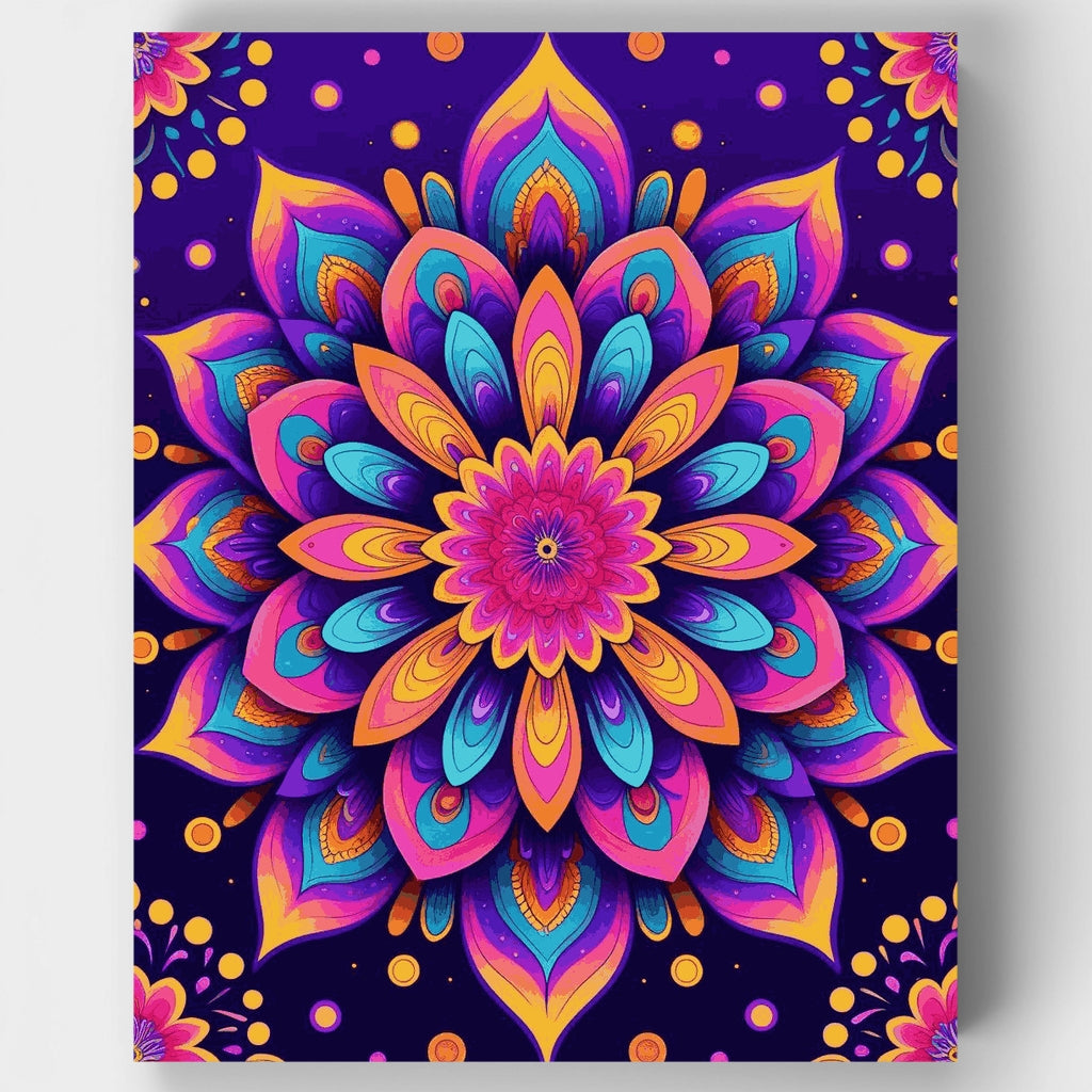 Kit de pintura por números - Mandala cósmico en flor — Estándar