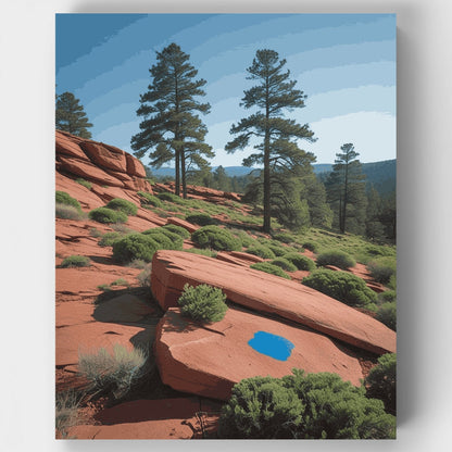 Desert Red Rock Formation with Blue Pool - Paint by Numbers Kit