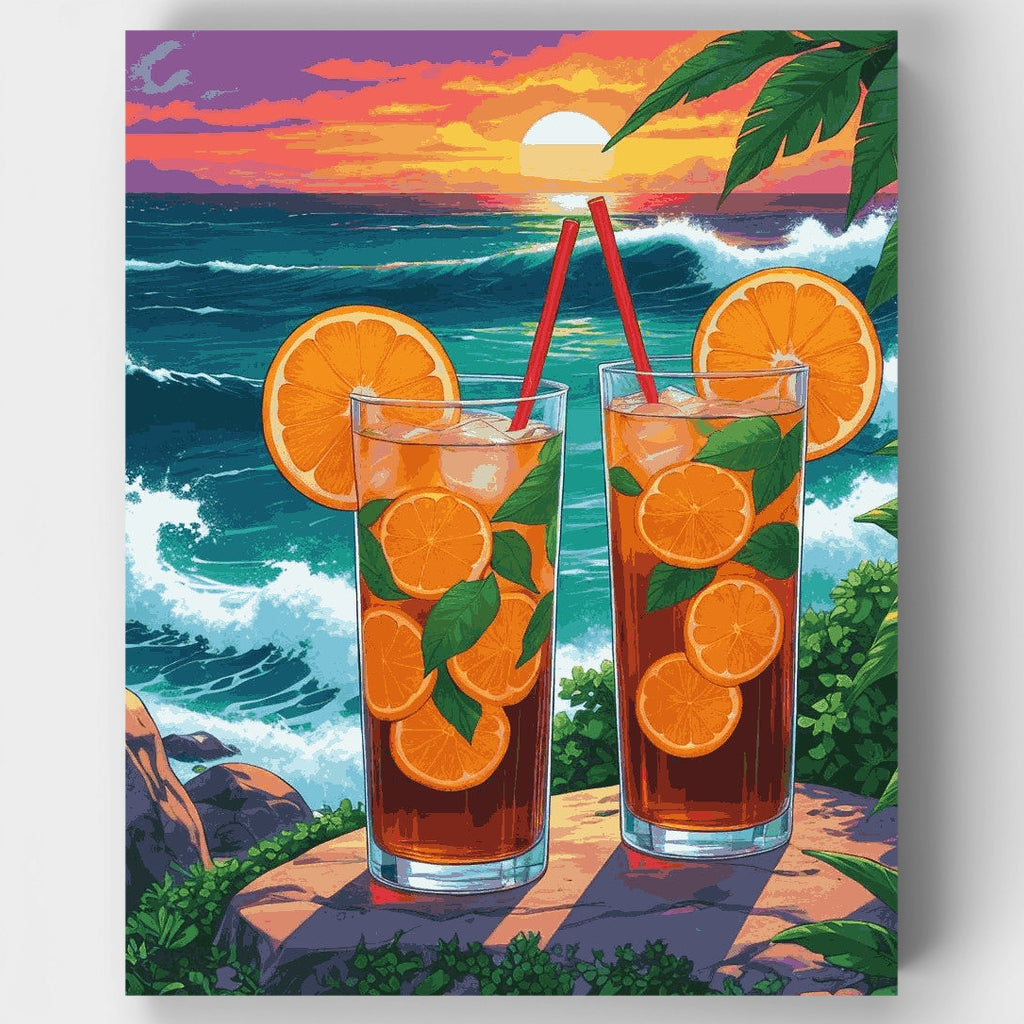 Cócteles al atardecer tropical - Kit de pintura por números — Estándar