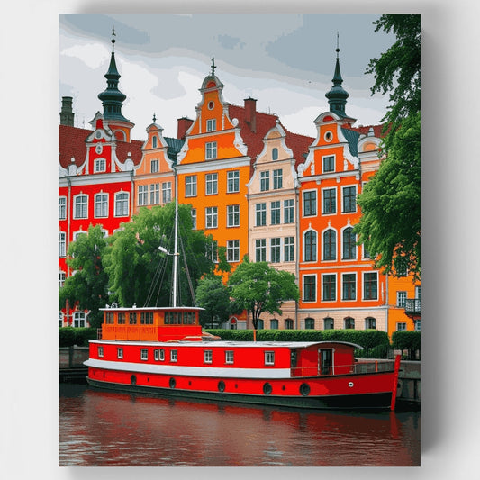 Colorful European Canal Houses - Paint by Numbers Kit