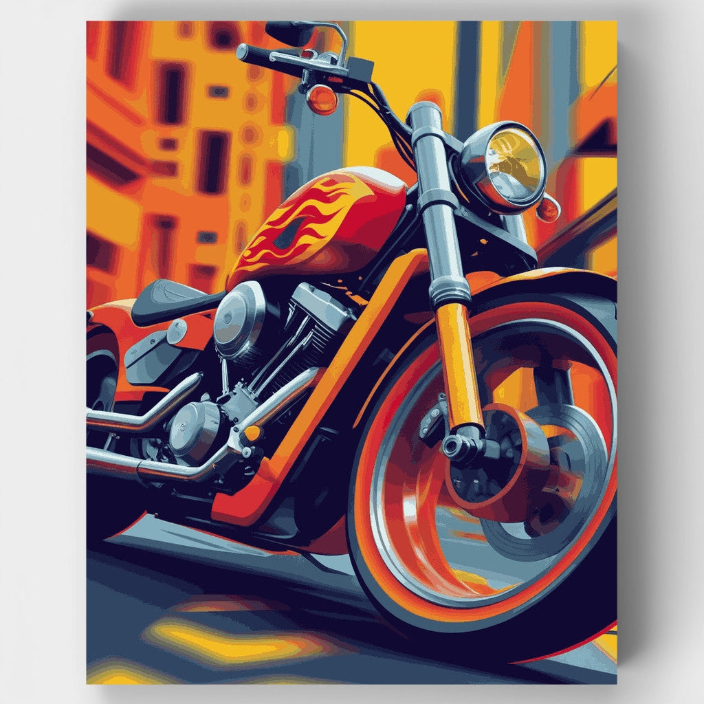 Kit de pintura por números - Motocicleta Flame Cruiser — Estándar