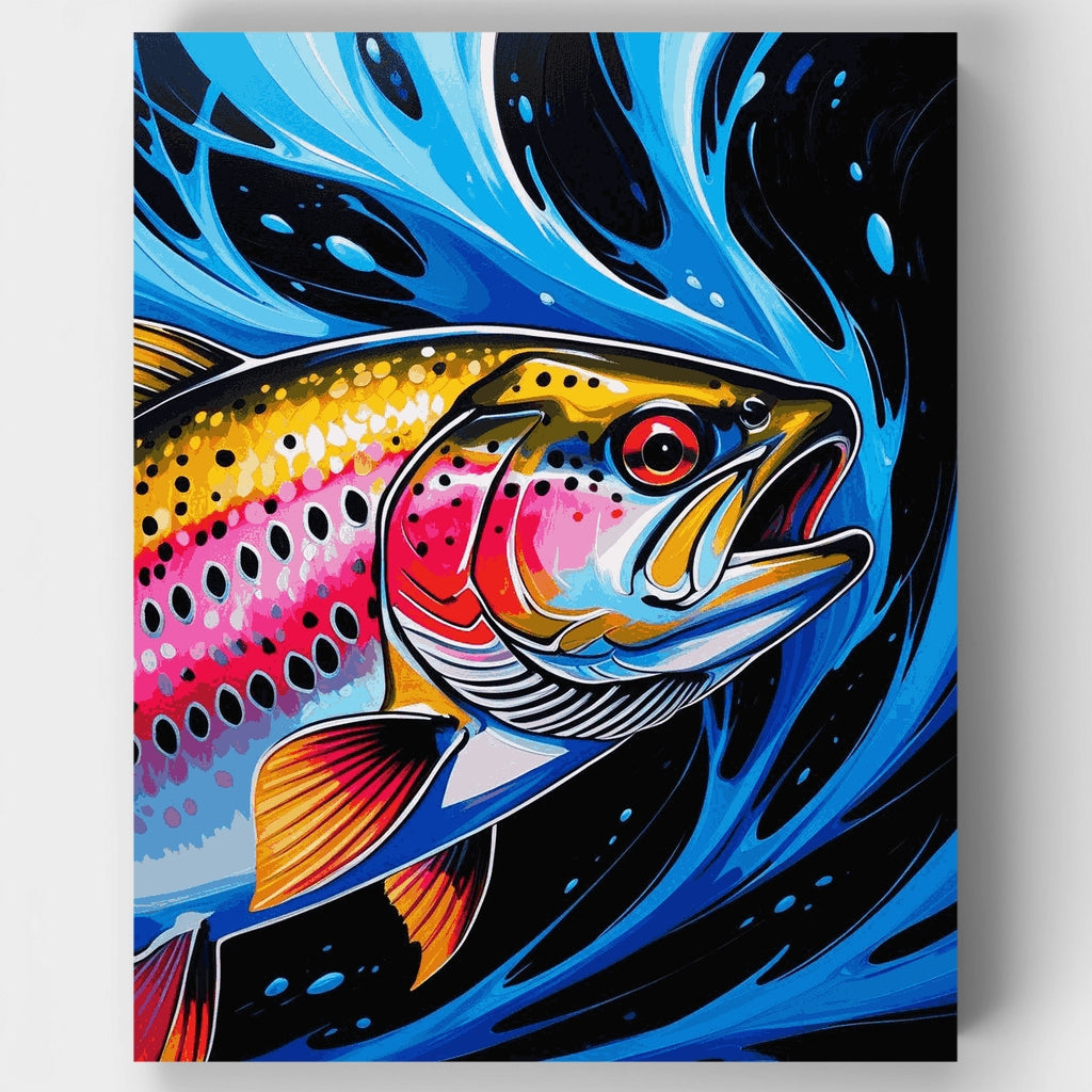 Trucha vibrante en aguas rápidas - Kit de pintura por números — Estándar