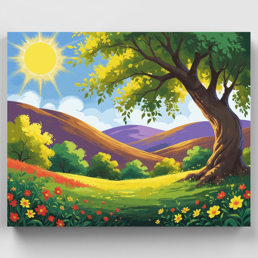 Kit de pintura por números - Paisaje de pradera primaveral — Estándar
