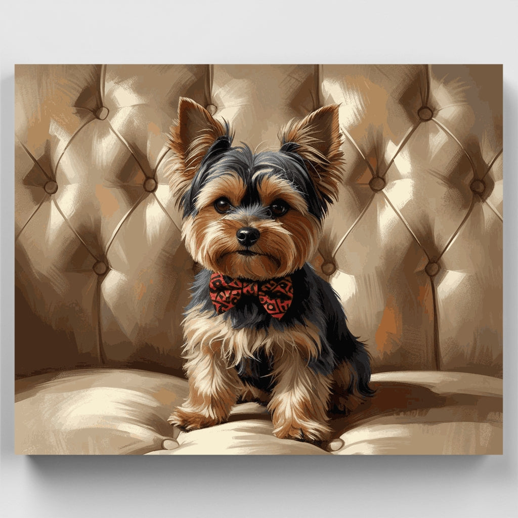 Elegant Yorkshire Terrier on Luxury Chair - Paint by Numbers Kit