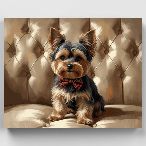 Elegant Yorkshire Terrier on Luxury Chair - Paint by Numbers Kit