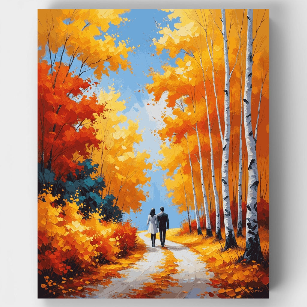 Kit de pintura por números - Camino de abedules en otoño — Estándar