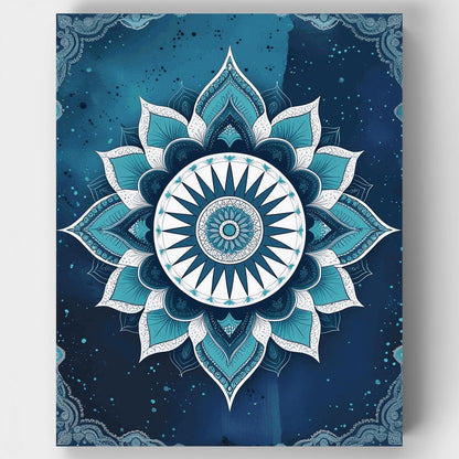 Celestial Blue Mandala Flower - Paint by Numbers Kit