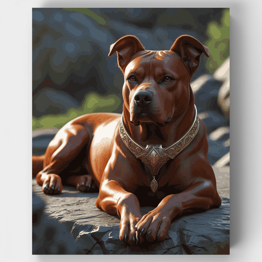 Pitbull regio con collar ornamentado - Kit de pintura por números — Estándar