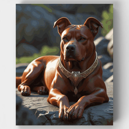 Regal Pit Bull with Ornate Collar - Paint by Numbers Kit