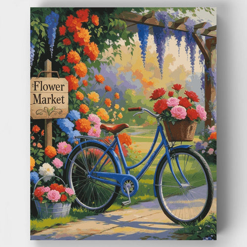 Flower Market Bicycle - Paint by Numbers Kit