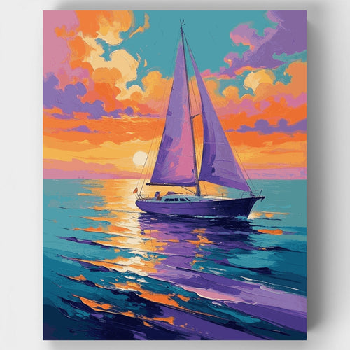 Sailboat Sunset Seascape - Paint by Numbers Kit