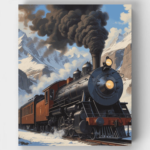 Mountain Steam Train - Paint by Numbers Kit