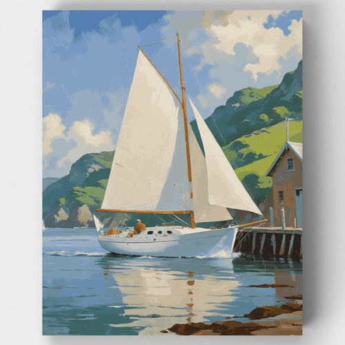 Coastal Sailboat Haven - Paint by Numbers Kit