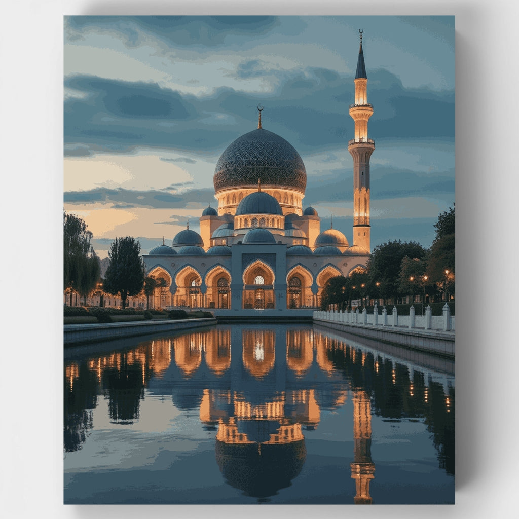 Mezquita majestuosa al atardecer - Kit de pintura por números — Estándar