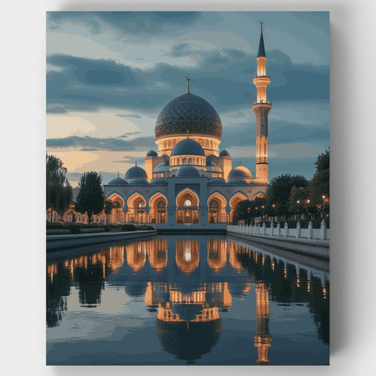 Majestic Mosque at Dusk - Paint by Numbers Kit
