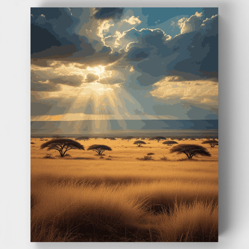 Kit de pintura por números - Atardecer en la sabana africana — Estándar