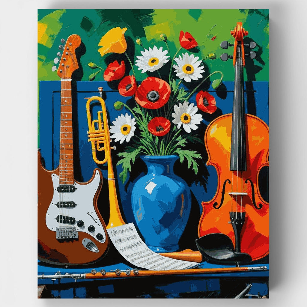 Musical Still Life with Flowers - Paint by Numbers Kit