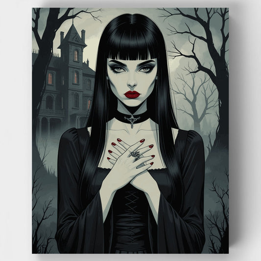 Gothic Vampire Woman Portrait - Paint by Numbers Kit