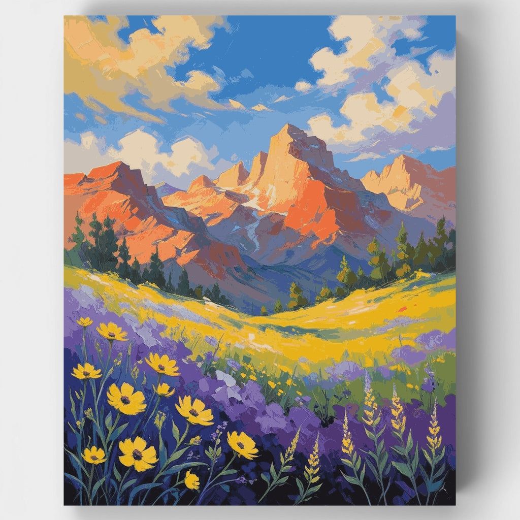 Valle de flores silvestres de montaña - Kit de pintura por números — Estándar