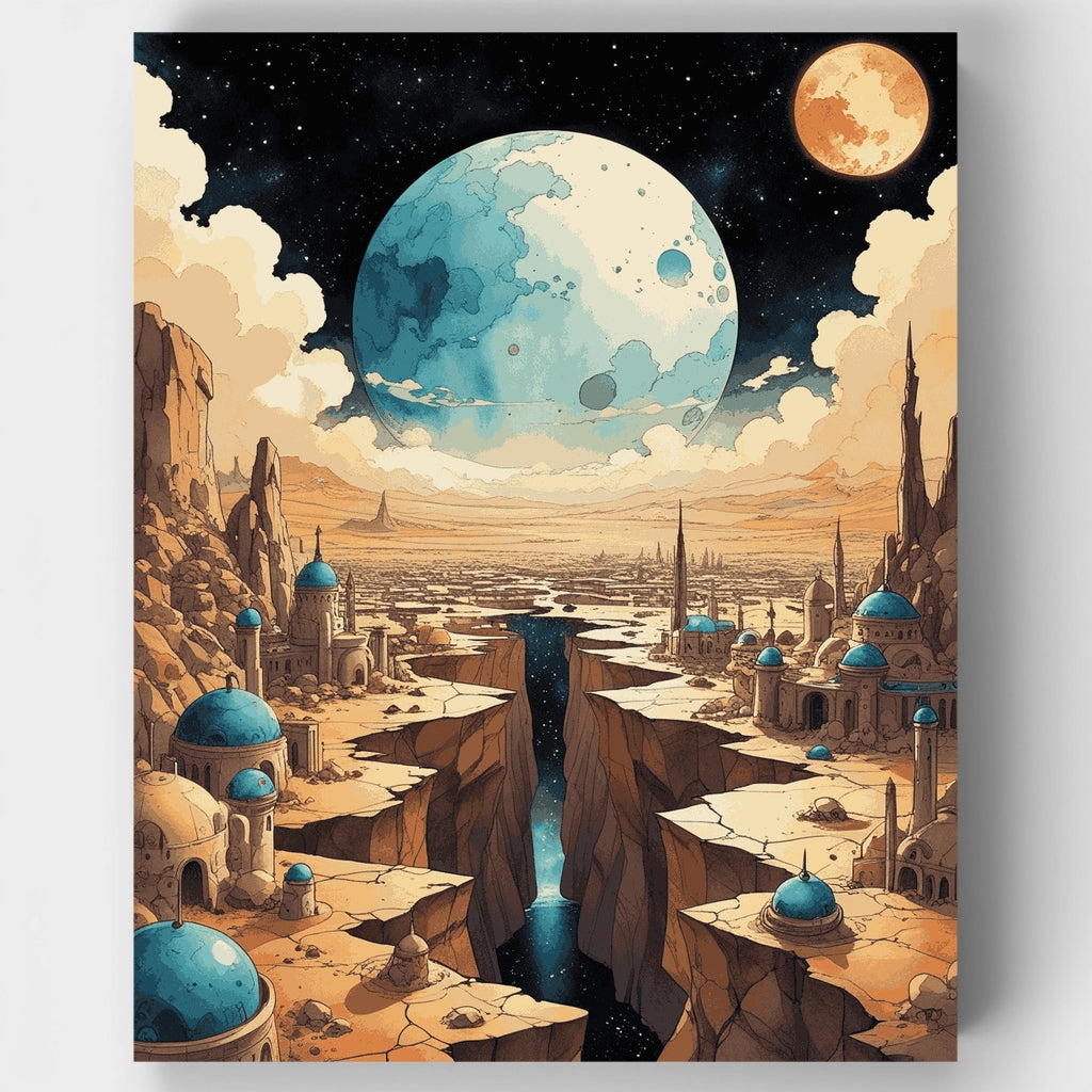 Ciudad desértica alienígena - Kit de pintura por números — Estándar