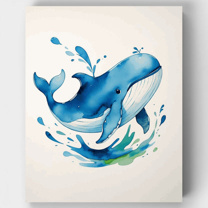Watercolor Blue Whale - Paint by Numbers Kit