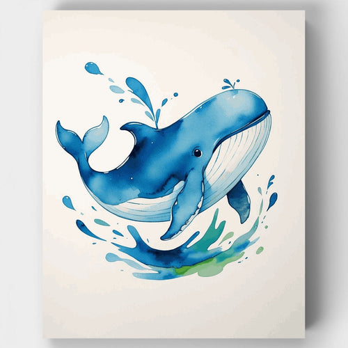 Watercolor Blue Whale - Paint by Numbers Kit