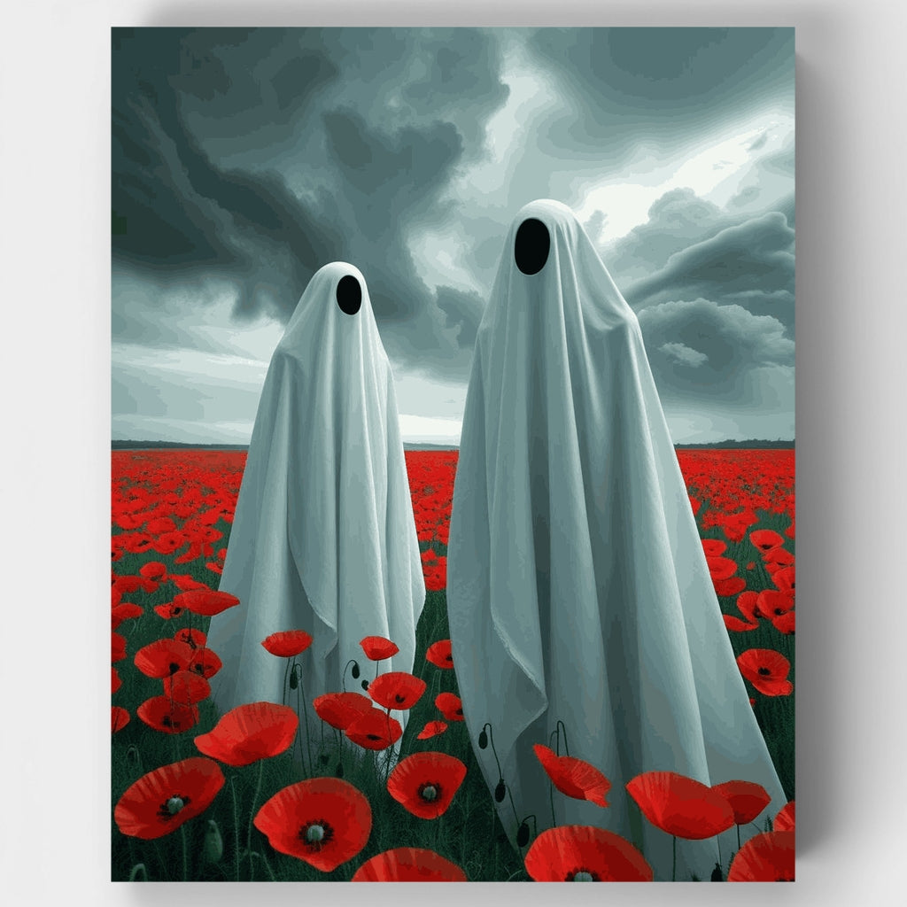 Figuras fantasmales en un campo de amapolas - Kit de pintura por números — Estándar