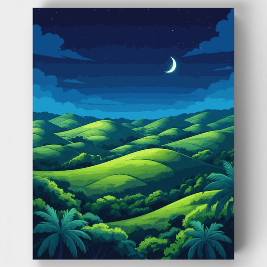 Tropical Hills Under Starlit Sky - Paint by Numbers Kit