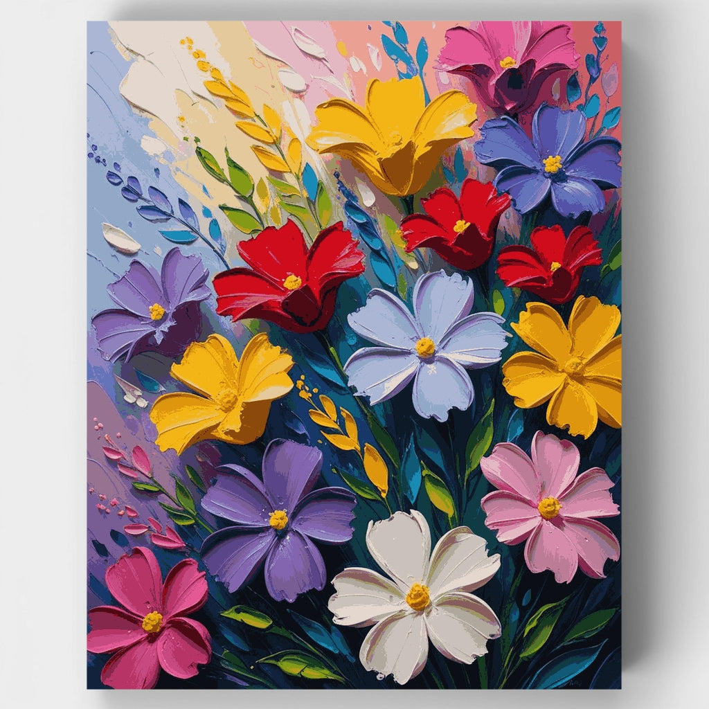 Jardín de flores abstracto y colorido - Kit de pintura por números — Estándar