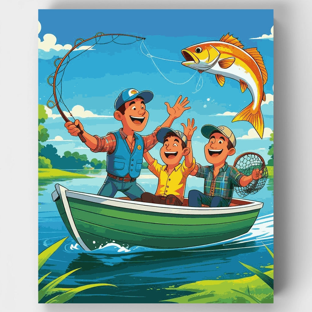 Aventura de pesca en familia - Kit de pintura por números — Estándar