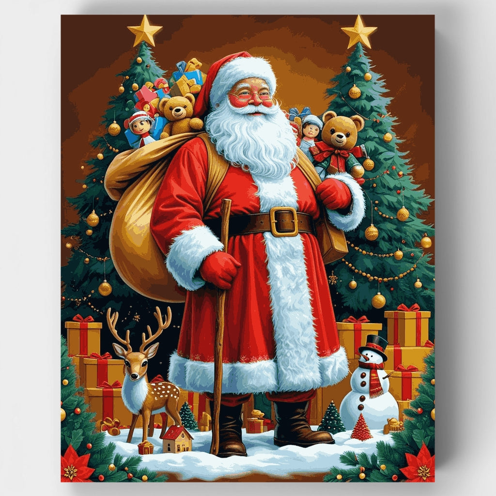 Papá Noel con regalos de Navidad - Kit de pintura por números — Estándar