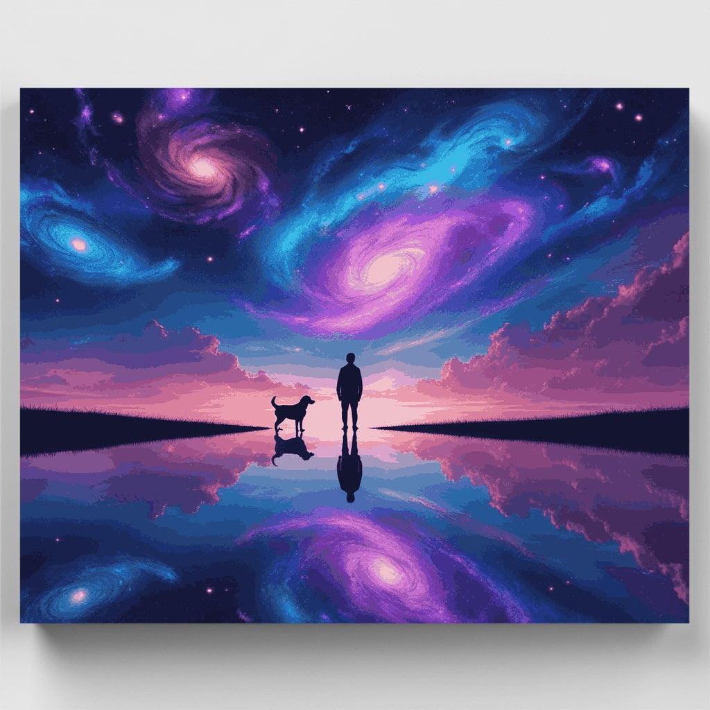 Reflejo cósmico con siluetas - Kit de pintura por números — Estándar
