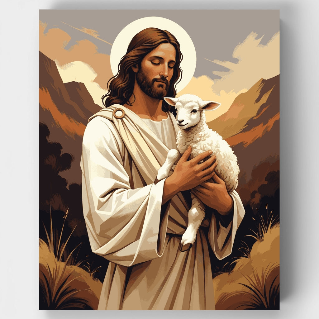 El Buen Pastor con Cordero - Kit de pintura por números — Estándar