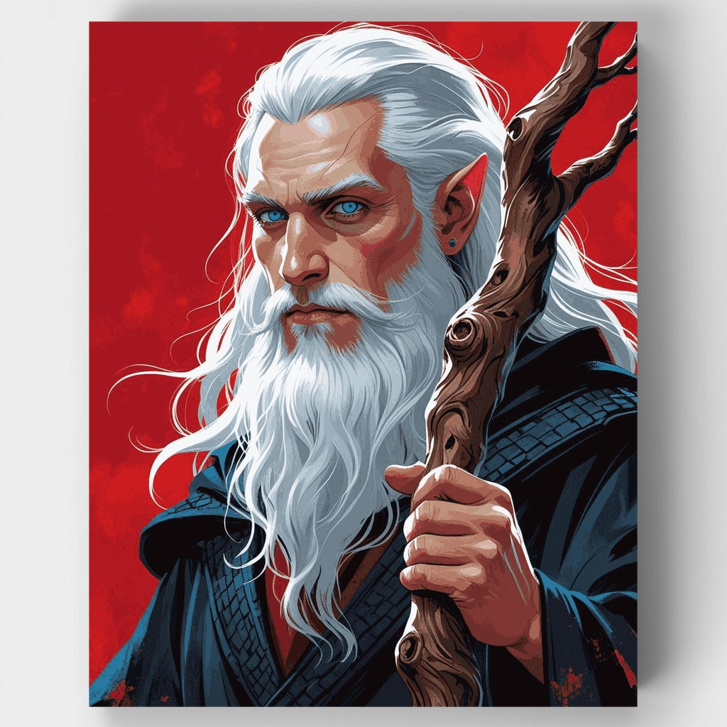 Mago sabio con bastón - Kit de pintura por números — Estándar