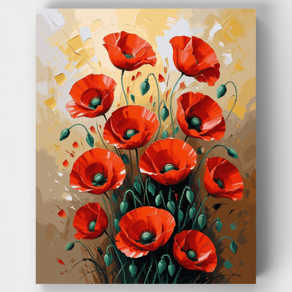 Ramo de amapolas rojas - Kit de pintura por números — Estándar