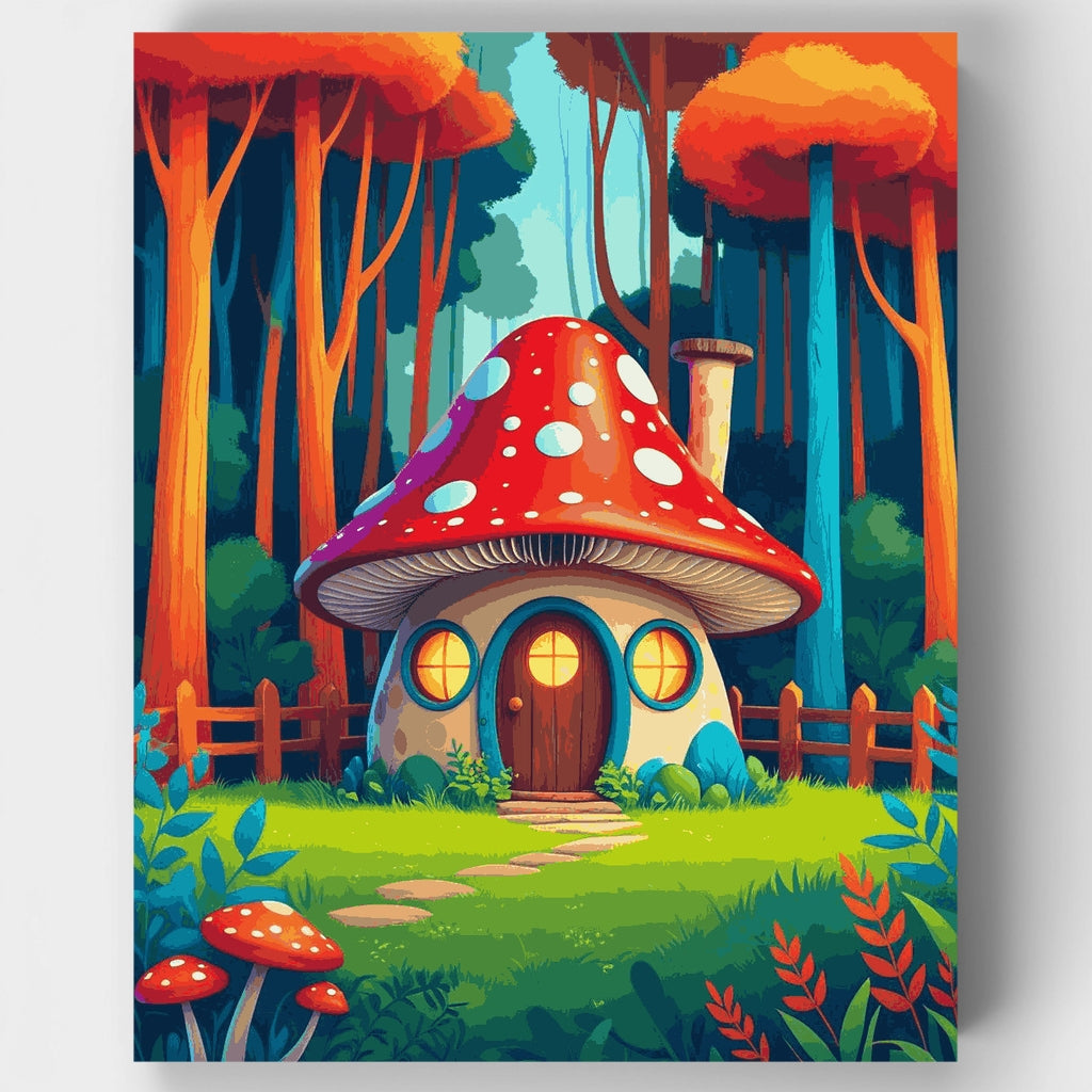 Kit de pintura por números - Casa de hongos encantada en el bosque — Estándar
