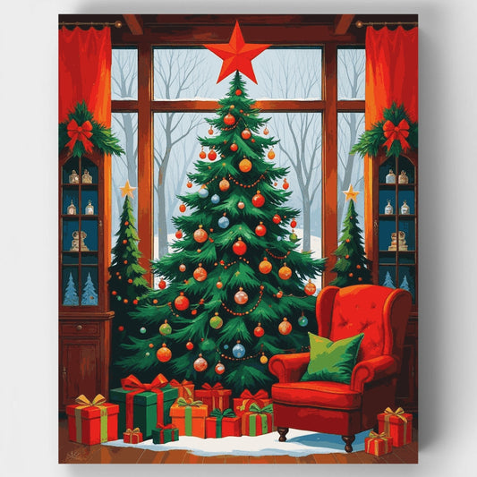 Christmas Tree and Presents - Paint by Numbers Kit
