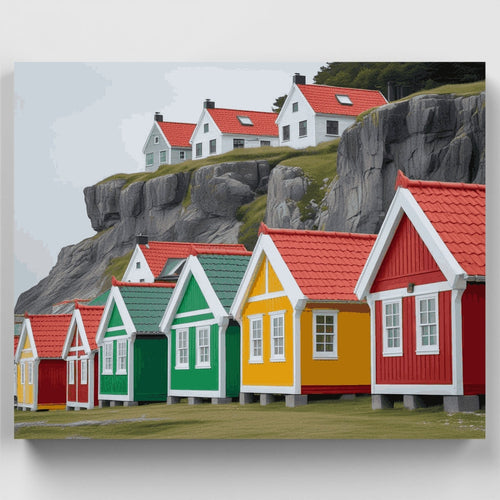 Colorful Coastal Houses - Paint by Numbers Kit