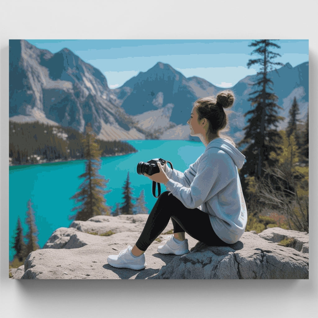 Aventura fotográfica en el lago de la montaña - Kit de pintura por números — Estándar