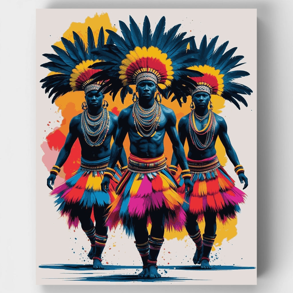 Traditional Dancers in Ceremonial Attire - Paint by Numbers Kit